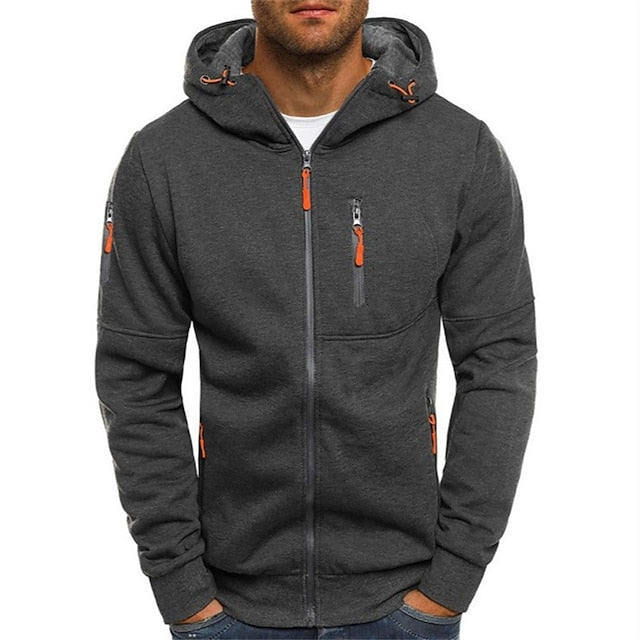 "Modern och bekväm herrhoodie i svart, med dubbel-lagerad huva, justerbart dragsnöre och känguruficka för stil och komfort."