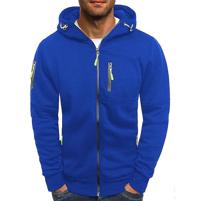 "Modern och bekväm herrhoodie i svart, med dubbel-lagerad huva, justerbart dragsnöre och känguruficka för stil och komfort."