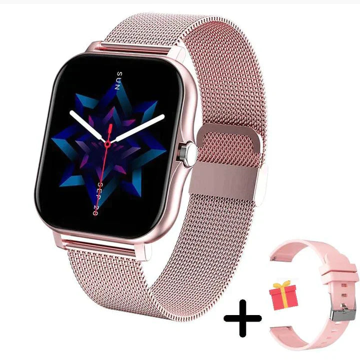 "Modern smartwatch med elegant design och hälsosensorer, vattentät, lämplig för både stil och funktion."
