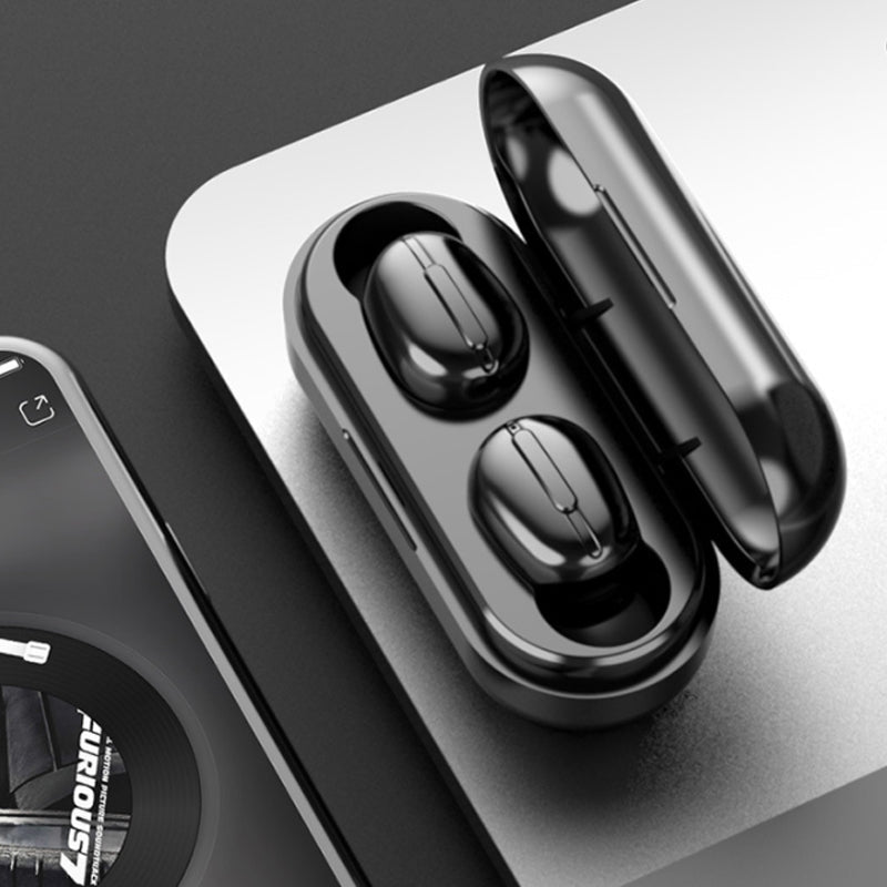 "Moderna trådlösa Bluetooth hörlurar för kvinnor och män, med översättning, i svart eller vitt för stil och frihet."