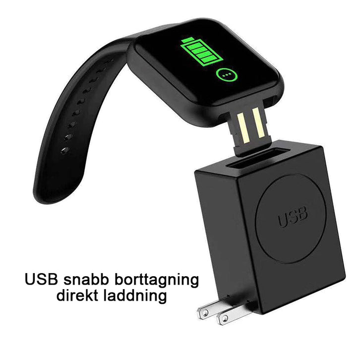 "Modernt IP67-vattentätt aktivitetsarmband i elegant svart design med pekskärm, perfekt för aktiv livsstil och hälsa."