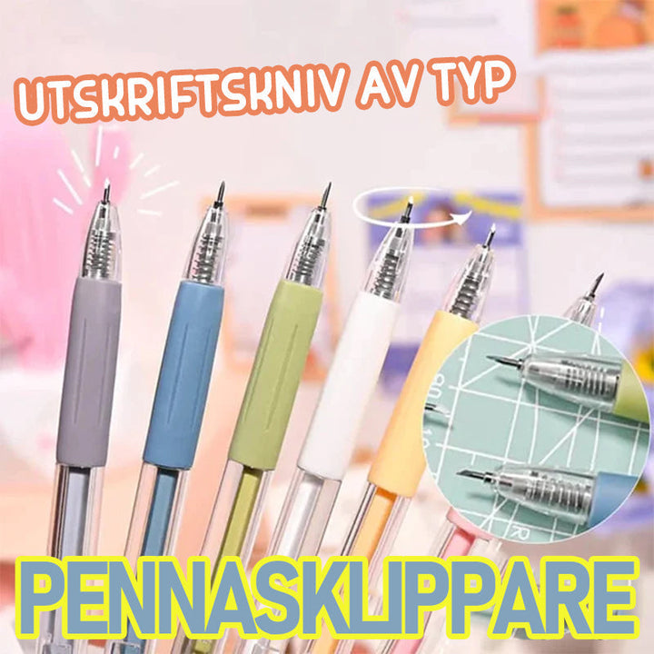 "Morandi färgad knivpenna med tecknat mönster, pennformad pappersskärare i plast, flera färgalternativ, 142mm lång."