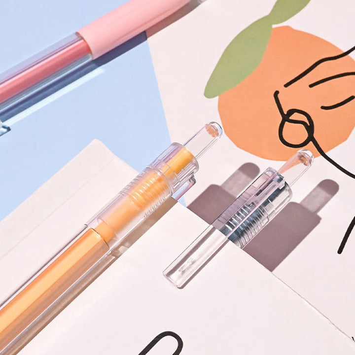 "Morandi färgad knivpenna med tecknat mönster, pennformad pappersskärare i plast, flera färgalternativ, 142mm lång."