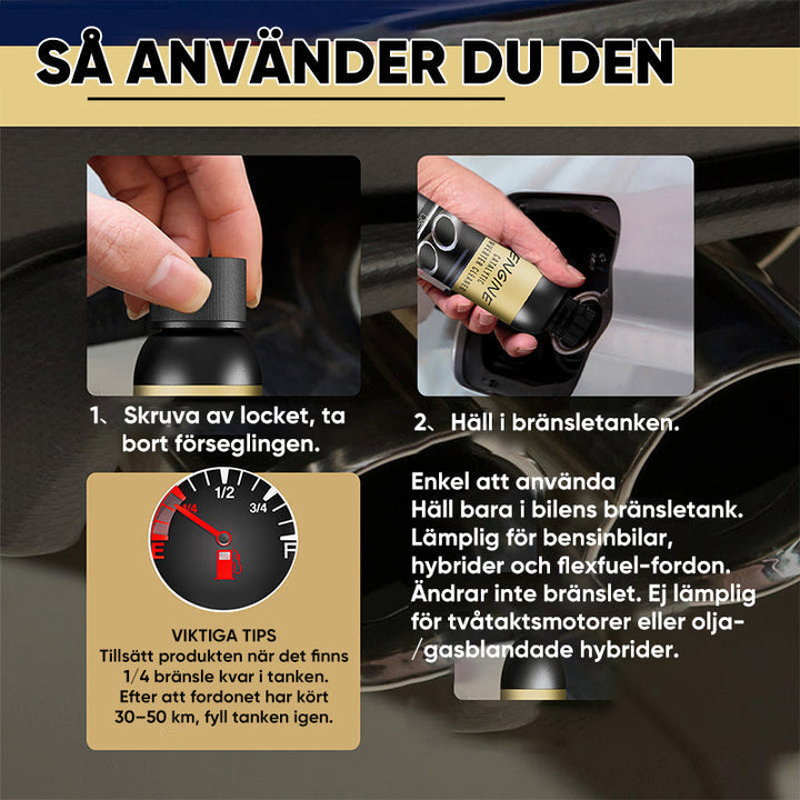 "Motor katalysatorrengöringsmedel för avlagringar, klar vätska i 30 ml flaska, förbättrar motorprestanda och minskar avgaser"