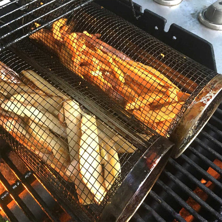 "Multifunktionell BBQ grillkorg i rostfritt stål, robust och slitstark, idealisk för grönsaker och kötträtter på grillen."