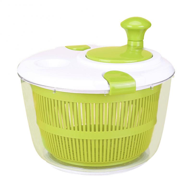 "Multifunktionell grönsaksspinnare, BPA-fri, 5L kapacitet, elegant design, i plast, perfekt för sallad och köksanvändning."