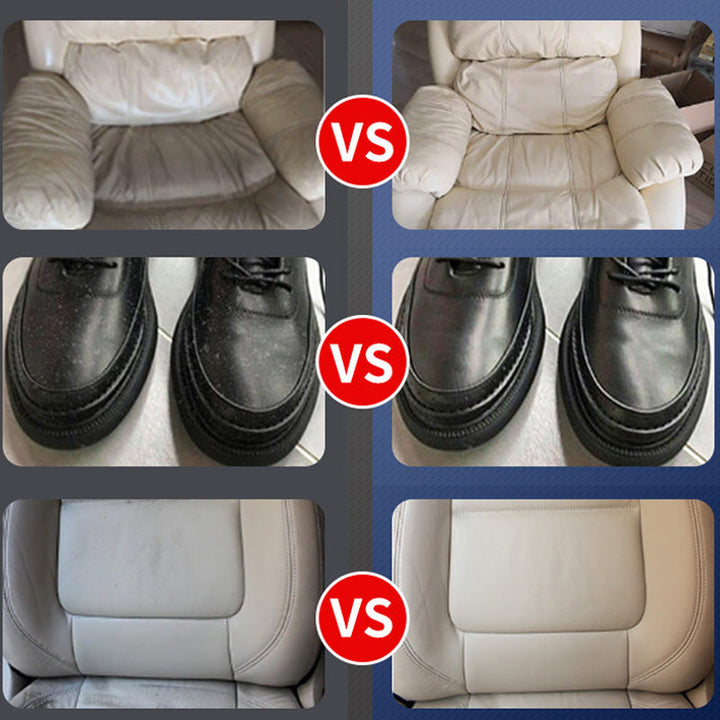 "Multifunktionell läderrengöringskräm för möbler och accessoarer, effektiv fläckborttagning och glans utan vatten."