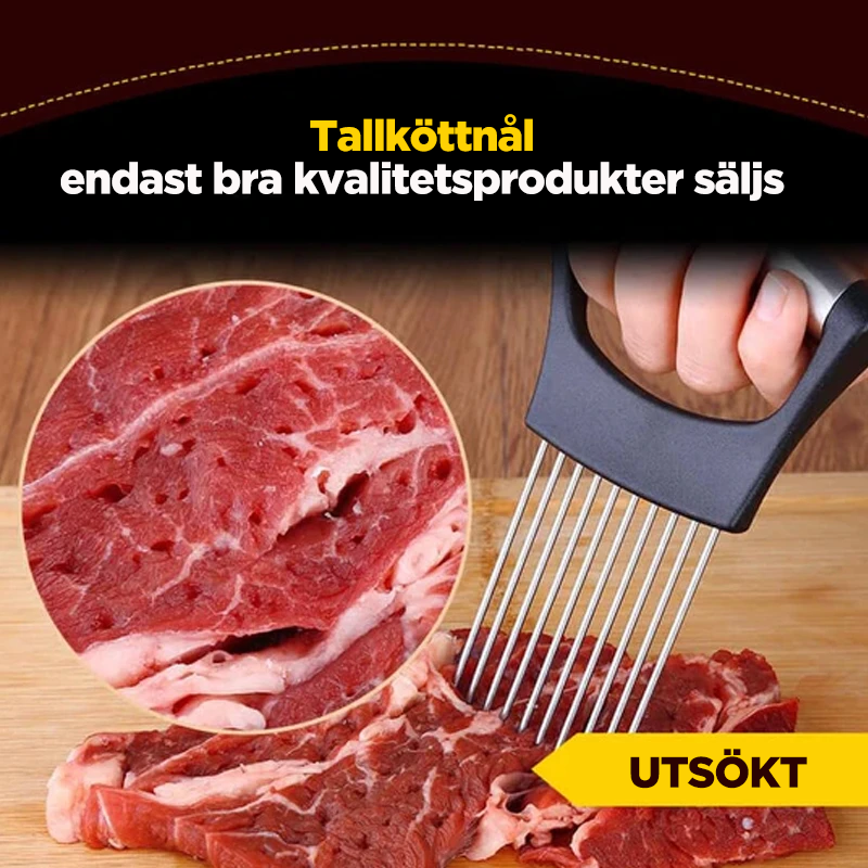 "Multifunktionell lökgaffel i rostfritt stål med 10 spetsar och halkfritt handtag, perfekt för grönsaks- och köttskivning."