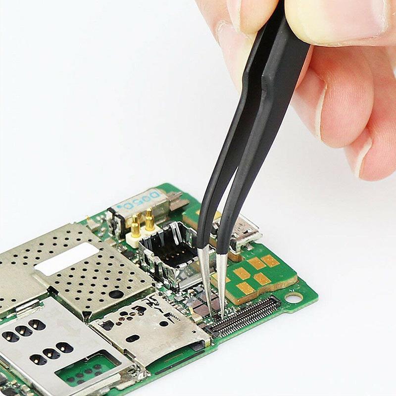 "Multifunktionell pincett i rostfritt stål, 10-pack. Antistatisk, icke-magnetisk, eleganta för smink & elektronik."