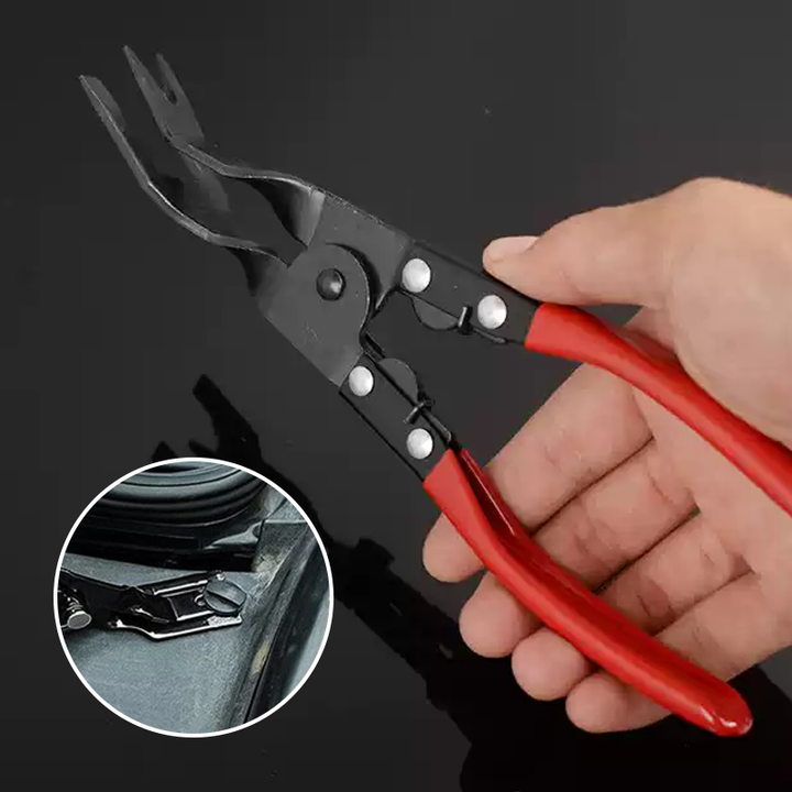 "Multifunktionell plastnitsnäpptång i legerat stål med ergonomiskt handtag, idealisk för bil- och möbelreparationer."