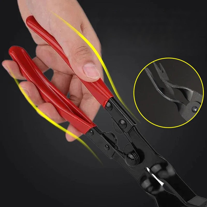 "Multifunktionell plastnitsnäpptång i legerat stål med ergonomiskt handtag, idealisk för bil- och möbelreparationer."