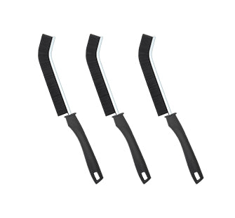 Multifunktionell rengöringsborste med robusta borst och ergonomiskt handtag för svåråtkomliga ytor; perfekt för hem och bil.