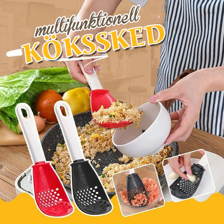 "Multifunktionell rivjärnssked för kök, grå och röd, ergonomisk design för ingefära och vitlök, enkel rengöring, hållbar"