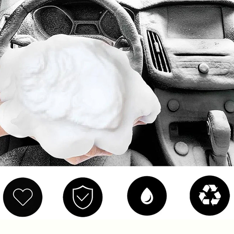 "Multifunktionell skumrengöring för bil och hem, remover fett och smuts på olika ytor, vit flaska med blå etikett."