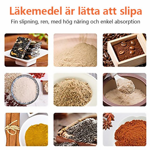 "Multifunktionell slipmaskin i rostfritt stål med stilren design, enkel rengöring och intuitiva knappar för köksbruk."
