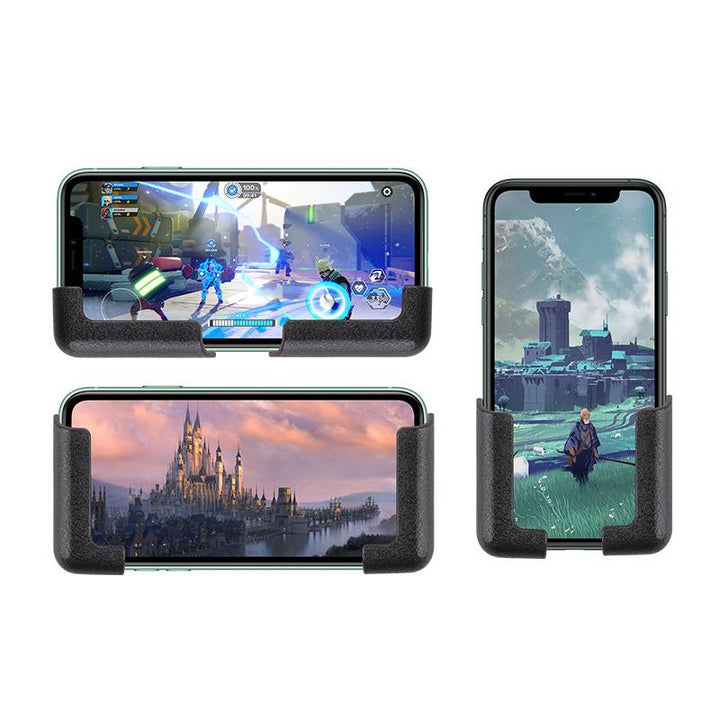 "Multifunktionell telefonfäste i lädertextur, stark adhesive, säker hållning, lämplig för bil, skrivbord, hemmabruk."