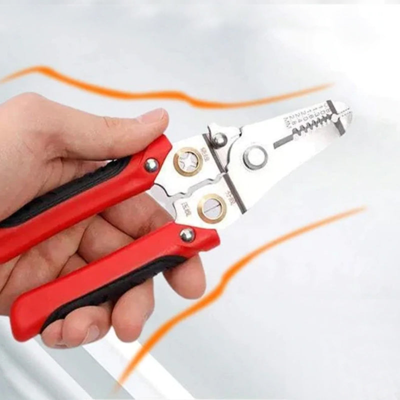 "Multifunktionell trådklyvtång för elektriker med ergonomiskt handtag, perfekt för att strippa och klippa kablar effektivt."