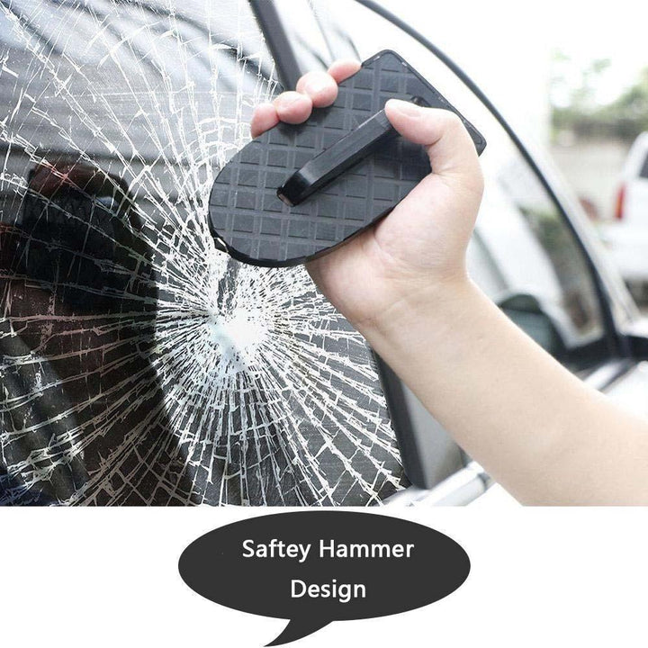 "Multifunktionellt fotsteg till bil med halkskydd och nödhammare, säker användning vid alla fordonstyper."