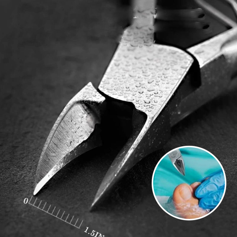 "Nagelklippare i medicinskt stål, ergonomiskt handtag, precisionsklippare för inåtväxande och tjocka naglar."
