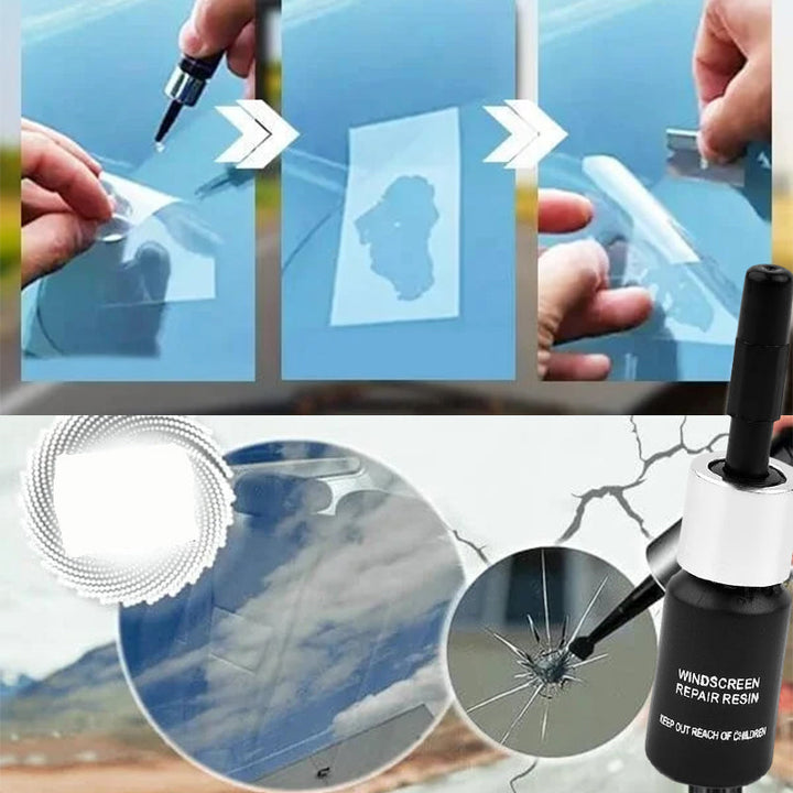 "Nanobeläggning för glas, droppflaska på 2 ml, för diskret reparation av spruckna eller repade glasytor."