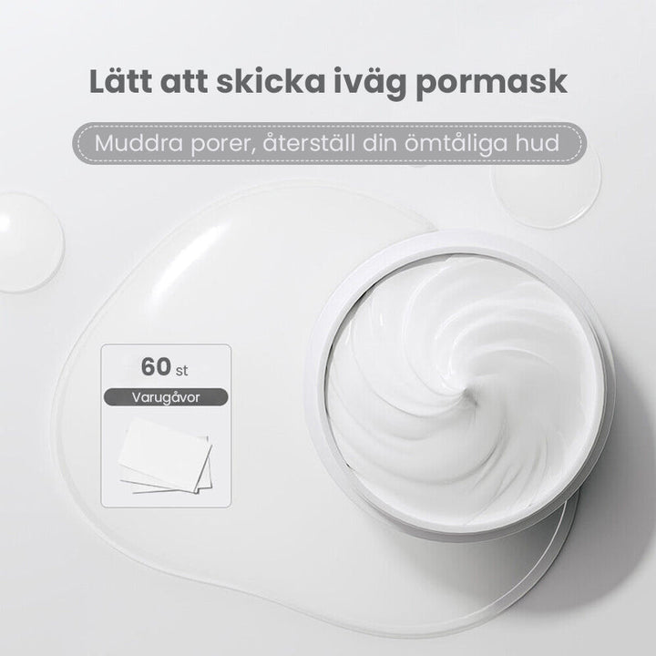 "Näsporremsor för djuprengöring, vita remsor som avlägsnar pormaskar och minskar porer för renare hy."