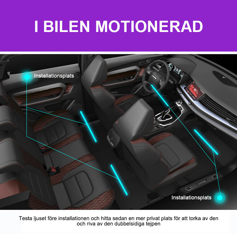 "Neonljus för bilinteriör, RGB LED-ljusremsor, livfulla färger, modern belysning för bil, nattkörning effekter"