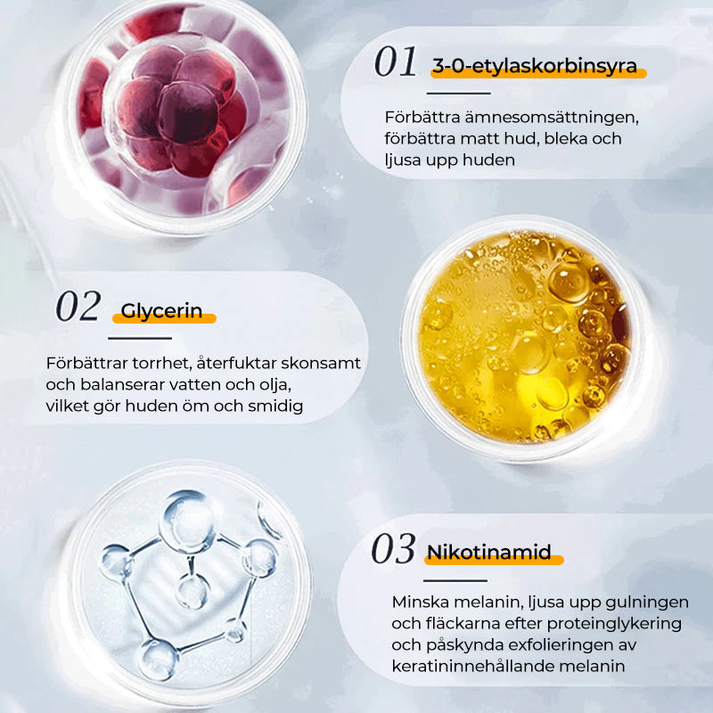 "Niacinamid blekande ansiktsrengöring; vit flaska med grön etikett för mjukare, ljusare hud. Idealisk för alla hudtyper."