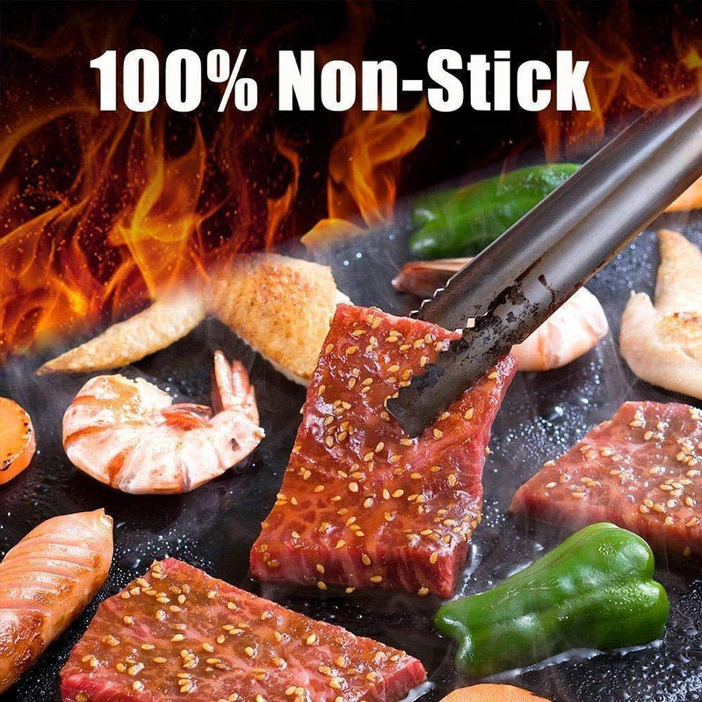 Non-stick BBQ grillmatta i svart, återanvändbar och diskmaskinssäker, 33x40 cm, förhindrar maten från att fastna.