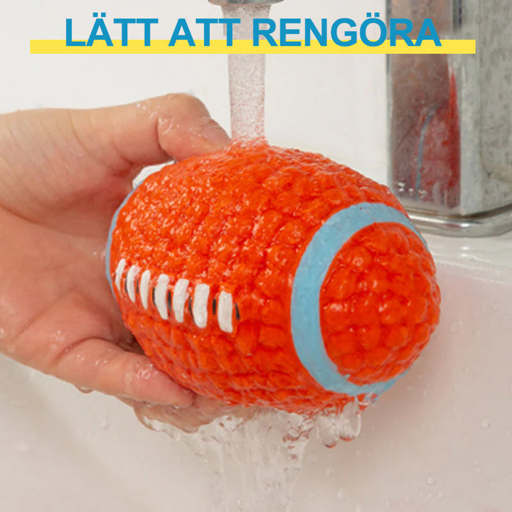 "Odödlig hundleksak i latex för aggressiva tuggare, designad med majsstruktur för tandhälsa, hög studs och bollform."