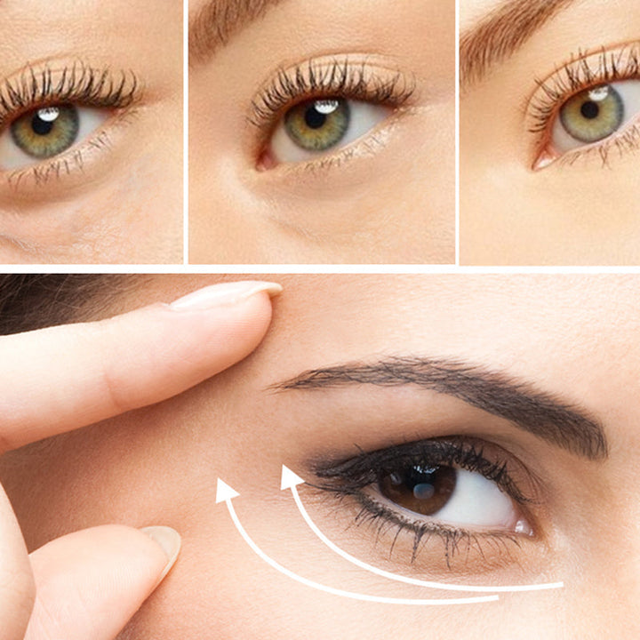 "Ögonkräm för uppstramning och återfuktning, visas i en elegant burk med mjuk textur och ljus krämfärg."