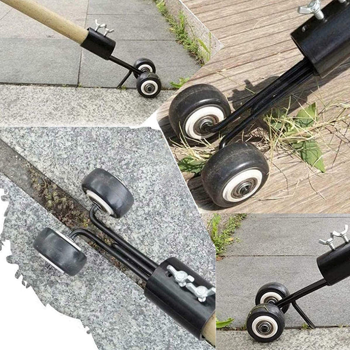 "Ogräsrensare för enkel trädgårdsskötsel, svart stål, ergonomisk handtag, perfekt för uppfart och uteplats."