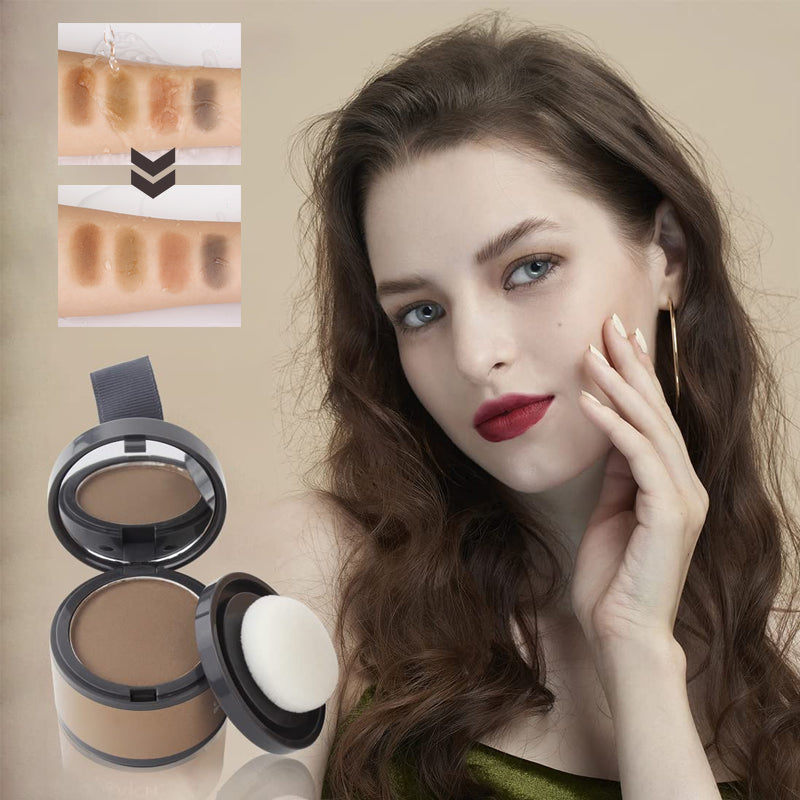 "Omedelbart hårfärgningspulver, naturlig look, döljer grå rötter, kompakta färgnyanser, lätt att applicera med puff."