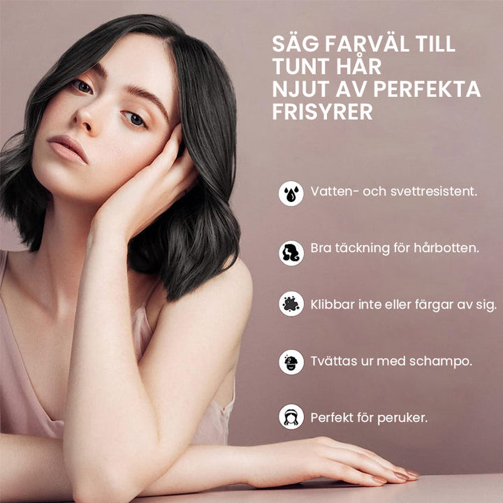 "Omedelbart hårfärgningspulver, naturlig look, döljer grå rötter, kompakta färgnyanser, lätt att applicera med puff."