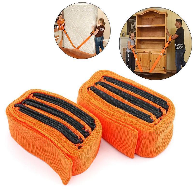 "Orange justerbara lyft- och rörelseselar för möbler, 3 meter långa, vävd polymer, med robust järnspänne, 2 st."