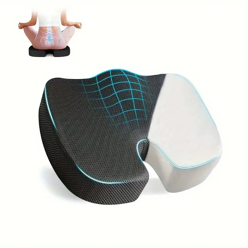 "Ortopedisk sittkudde med avancerat minnesskum och ergonomisk design, idealisk för kontors- och hemmabruk."
