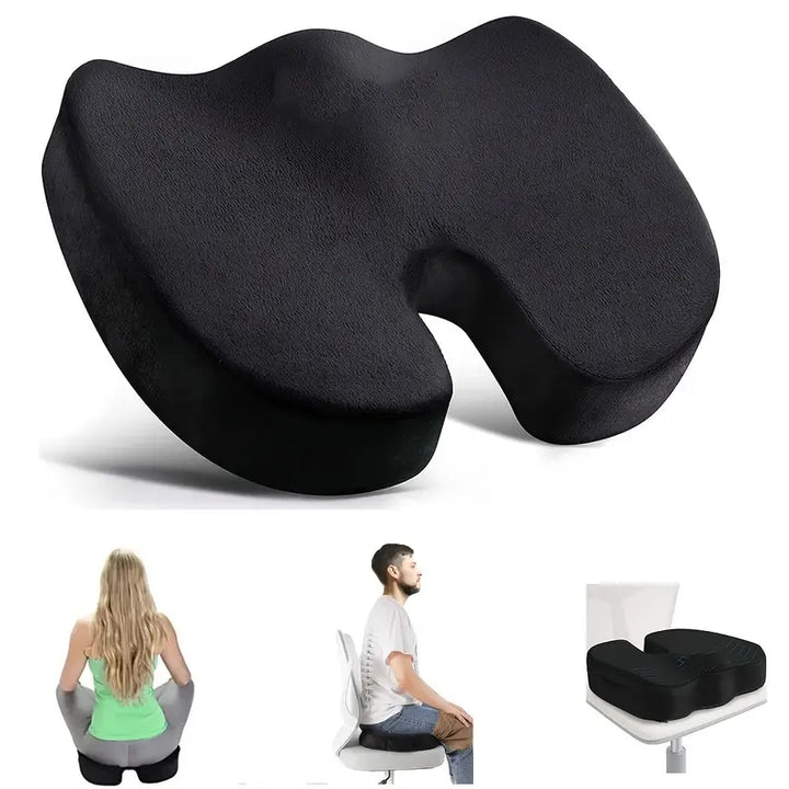 "Ortopedisk sittkudde med avancerat minnesskum och ergonomisk design, idealisk för kontors- och hemmabruk."