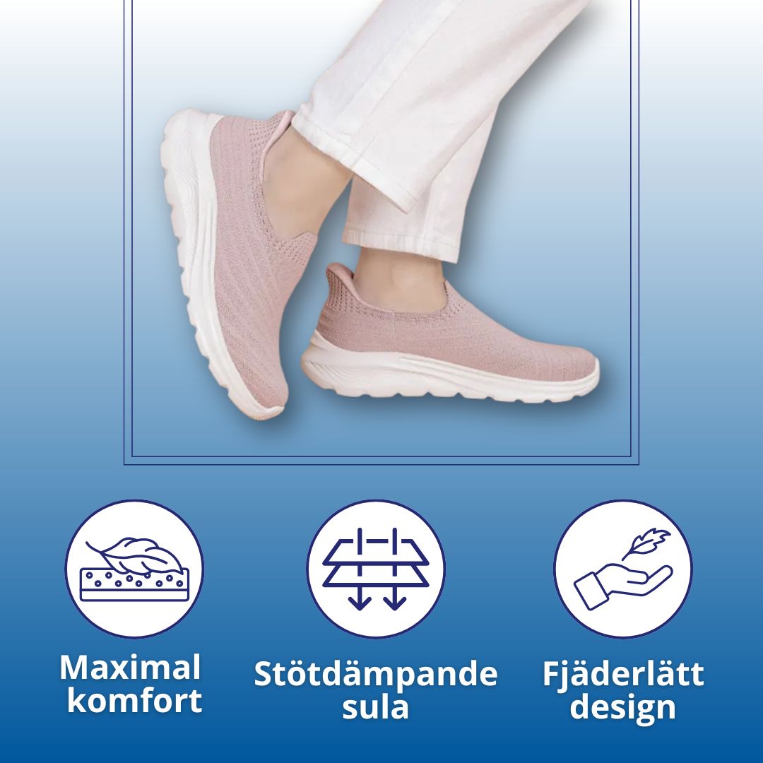 Ortopediska slip-in komfortsko med ergonomisk design, vadderad innersula, stötdämpande mellansula, och halksäker yttersula.