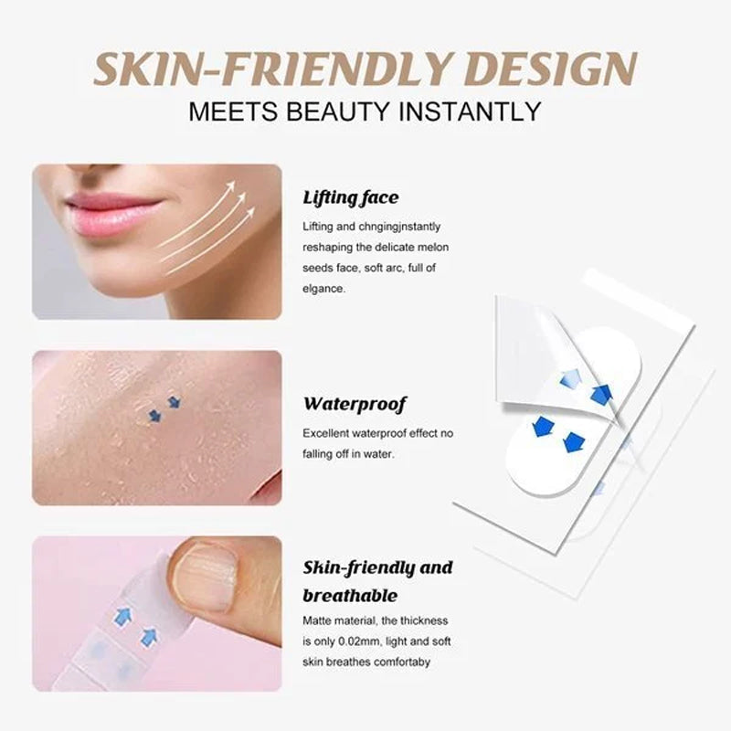 "Osynlig ansiktslyftstejp för kvinnor med ultratunn, genomskinlig film. Perfekt för omedelbar uppstramning av ansiktshud."