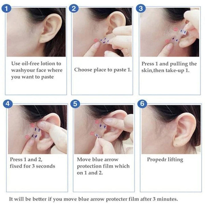 "Osynlig ansiktslyftstejp för kvinnor med ultratunn, genomskinlig film. Perfekt för omedelbar uppstramning av ansiktshud."