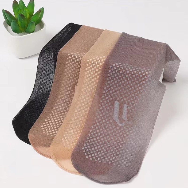 "Osynliga halkfria korta strumpor, designade för säkerhet med gummiprickar, unisex, i svart, beige, brun, grå."