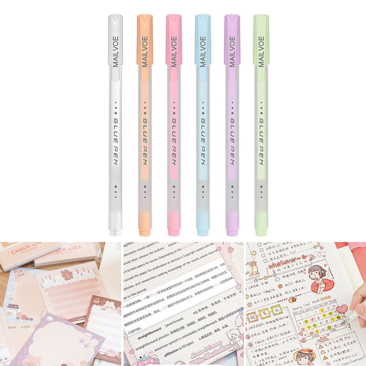 "Paket om 6 snabbtorkande precisionslimpennor med ergonomisk design och fin spets för exakt och mångsidig applicering."