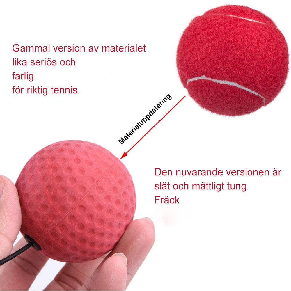 "Pannbandsboxningsset i rött, elastiskt material för träning av reflex och koordination, passar vuxna och barn."