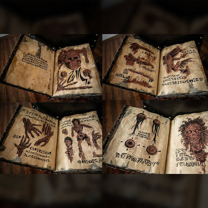 "Pappersdekoration Necronomicon med detaljerad design, mystisk och elegant för unik heminredning, 15x25cm, 220g."