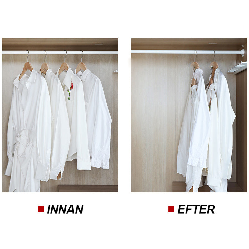 "Plastkrokar för klädgalgar i vit ABS-plast, rundade hörn, organiserar kläder och maximerar garderobsutrymme."