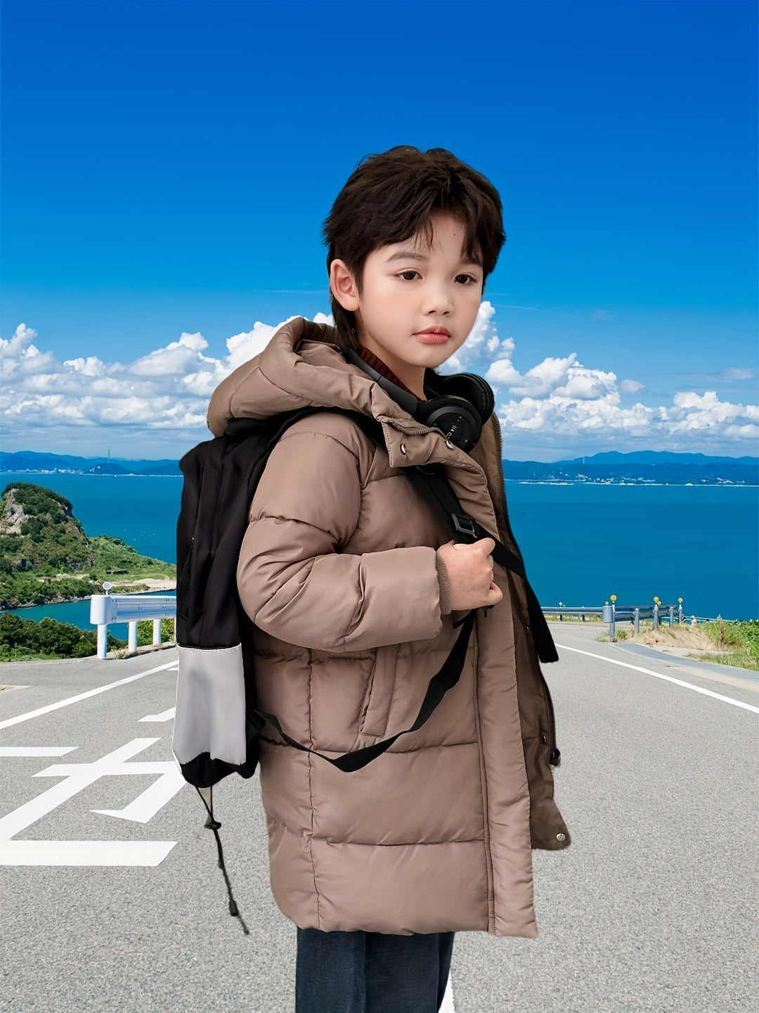 Pojkjacka i aktiv stil, vattenavvisande med dragkedja, för lekfulla äventyr utomhus.