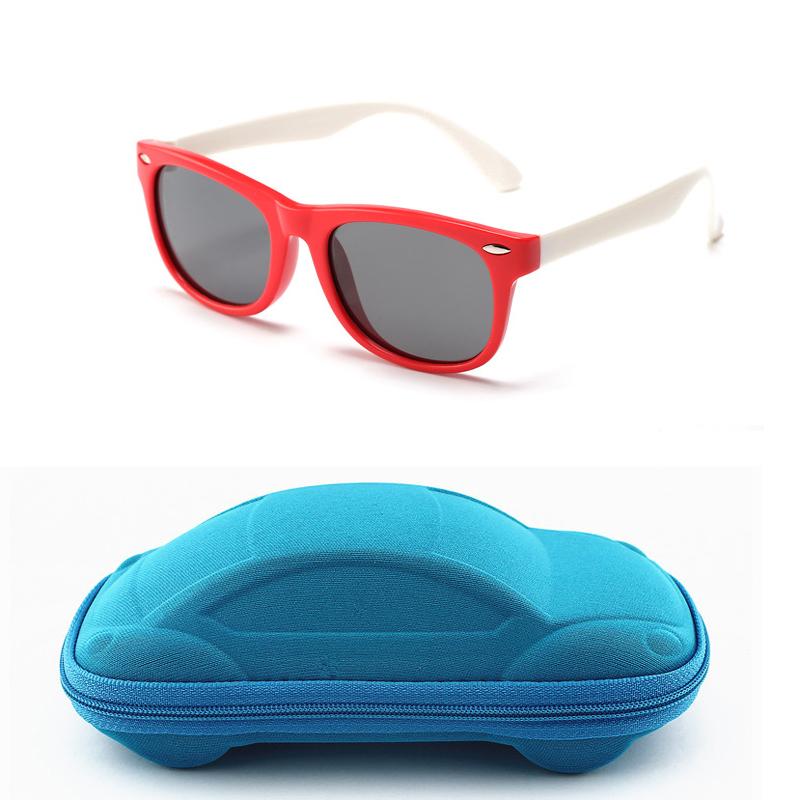 "Polariserade barnsolglasögon UV400, okrossbara ramar, flera färger, säkerhet och komfort, perfekta för lek utomhus."