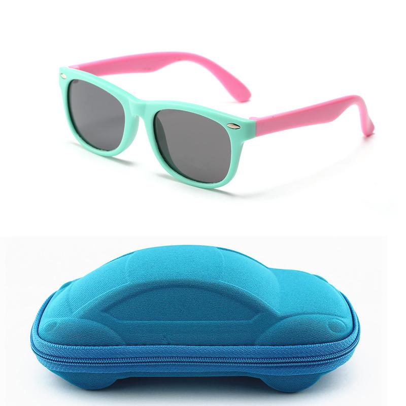 "Polariserade barnsolglasögon UV400, okrossbara ramar, flera färger, säkerhet och komfort, perfekta för lek utomhus."