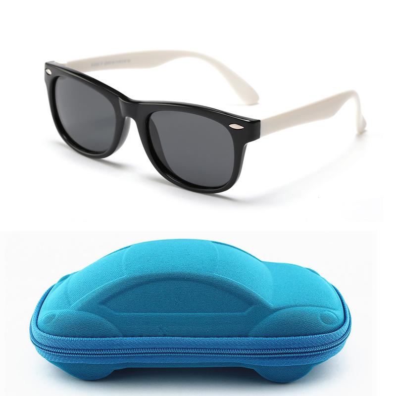 "Polariserade barnsolglasögon UV400, okrossbara ramar, flera färger, säkerhet och komfort, perfekta för lek utomhus."