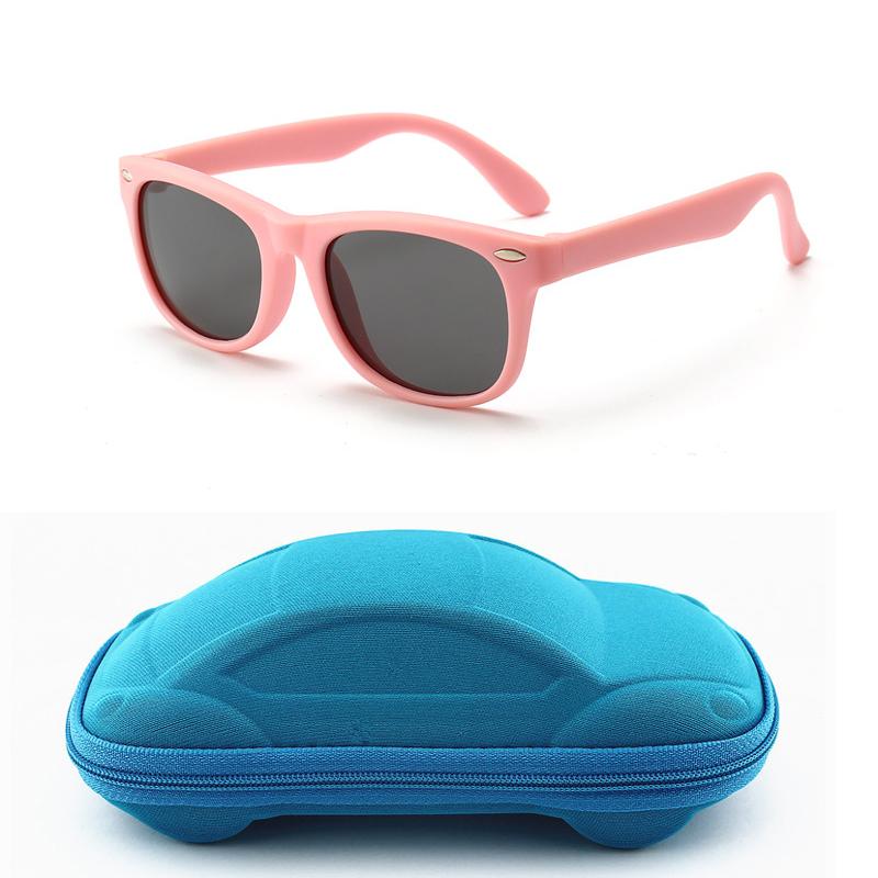 "Polariserade barnsolglasögon UV400, okrossbara ramar, flera färger, säkerhet och komfort, perfekta för lek utomhus."