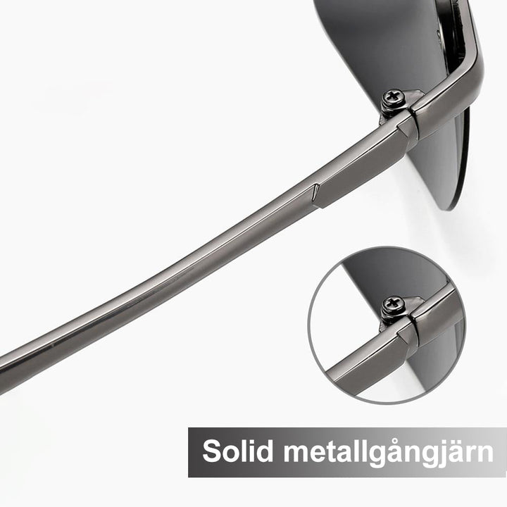 "Polariserade färgskiftande solglasögon för män, semi-ram, justerbara näskuddar, minimerar bländning, stil med funktion."